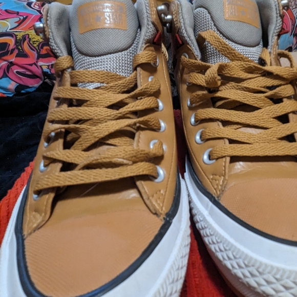 Converse All Stars mids Tan leather Size 10 Rare Shoe - Picture 8 of 10